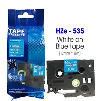 Nhãn In HZe-535 (TZe-535, TZ2-535), 12mm X 8m, White On Blue