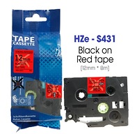 Nhãn In HZe-S431 (TZe-S431, TZ2-S431), 12mm X 8m, Black On Red