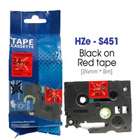 Nhãn In HZe-S451 (TZe-S451, TZ2-S451), 24mm X 8m, Black On Red
