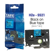 Nhãn In HZe-S521 (TZe-S521, TZ2-S521), 9mm X 8m, Black On Blue