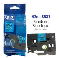 Nhãn In HZe-S531 (TZe-S531, TZ2-S531), 12mm X 8m, Black On Blue