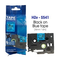 Nhãn In HZe-S541 (TZe-S541, TZ2-S541), 18mm X 8m, Black On Blue
