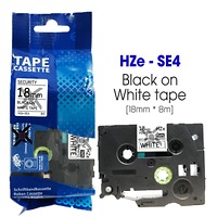 Nhãn In HZe-SE4 (TZe-SE4, TZ2-SE4), 18mm X 8m, Black On White, Nhãn An Ninh