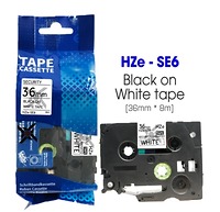 Nhãn In HZe-SE6 (TZe-SE6, TZ2-SE6), 36mm X 8m, Black On White, Nhãn An Ninh