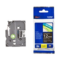 Brother TZe-335, Khổ 12mm, Dài 8m, White On Black, Chống Thấm Nước