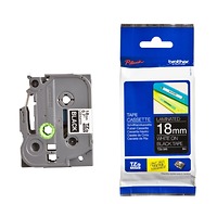 Brother TZe-345, Khổ 18mm, Dài 8m, White On Black, Chống Thấm Nước