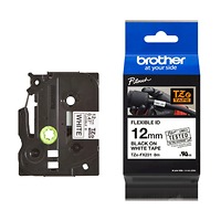 Brother TZe-FX231, Khổ 12mm, Dài 8m, Black On White, Siêu Dẻo, Chống Thấm Nước