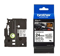 Brother TZe-FX251, Khổ 24mm, Dài 8m, Black On White, Siêu Dẻo, Chống Thấm Nước