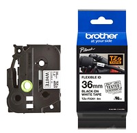 Brother TZe-FX261, Khổ 36mm, Dài 8m, Black On White, Siêu Dẻo, Chống Thấm Nước