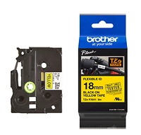 Brother TZe-FX641, Khổ 18mm, Dài 8m, Black On Yellow, Siêu Dẻo, Chống Thấm Nước