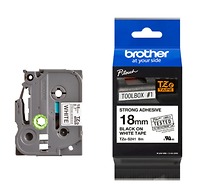 Brother TZe-S241, Khổ 18mm, Dài 8m, Black On White, Siêu Dính, Chống Thấm Nước