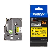 Brother TZe-S641, Khổ 18mm, Dài 8m, Black On Yellow, Siêu Dính, Chống Thấm Nước