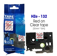 Nhãn In HZe-132 (TZe-132, TZ2-132), 12mm X 8m, Red On Clear