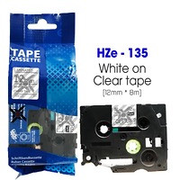 Nhãn In HZe-135 (TZe-135, TZ2-135), 12mm X 8m, White On Clear