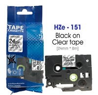 Nhãn In HZe-151 (TZe-151, TZ2-151), 24mm X 8m, Black On Clear