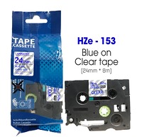 Nhãn In HZe-153 (TZe-153, TZ2-153), 24mm X 8m, Blue On Clear