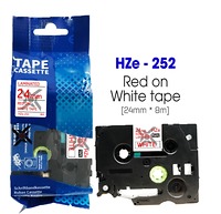 Nhãn In HZe-252 (TZe-252, TZ2-252), 24mm X 8m, Red On White
