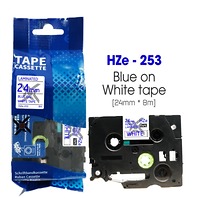 Nhãn In HZe-253 (TZe-253, TZ2-253), 24mm X 8m, Blue On White