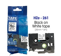Nhãn In HZe-261 (TZe-261, TZ2-261), 36mm X 8m, Black On White