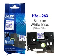 Nhãn In HZe-263 (TZe-263, TZ2-263), 36mm X 8m, Blue On White