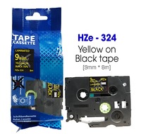 Nhãn In HZe-324 (TZe-324, TZ2-324), 9mm X 8m, Gold On Black