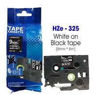 Nhãn In HZe-325 (TZe-325, TZ2-325), 9mm X 8m, White On Black