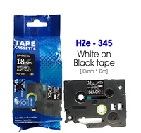 Nhãn In HZe-345 (TZe-345, TZ2-345), 18mm X 8m, White On Black