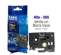 Nhãn In HZe-355 (TZe-355, TZ2-355), 24mm X 8m, White On Black