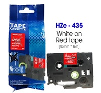 Nhãn In HZe-435 (TZe-435, TZ2-435), 12mm X 8m, White On Red