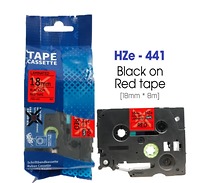 Nhãn In HZe-441 (TZe-441, TZ2-441), 18mm X 8m, Black On Red