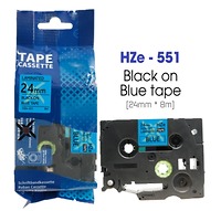 Nhãn In HZe-551 (TZe-551, TZ2-551), 24mm X 8m, Black On Blue
