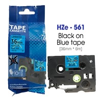 Nhãn In HZe-561 (TZe-561, TZ2-561), 36mm X 8m, Black On Blue