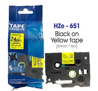 Nhãn In HZe-651 (TZe-651, TZ2-651), 24mm X 8m, Black On Yellow