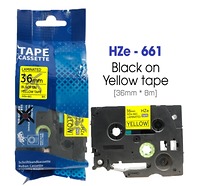 Nhãn In HZe-661 (TZe-661, TZ2-661), 36mm X 8m, Black On Yellow