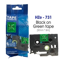 Nhãn In HZe-731 (TZe-731, TZ2-731), 12mm X 8m, Black On Green
