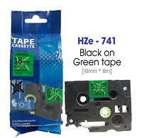 Nhãn In HZe-741 (TZe-741, TZ2-741), 18mm X 8m, Black On Green