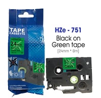 Nhãn In HZe-751 (TZe-751, TZ2-751), 24mm X 8m, Black On Green