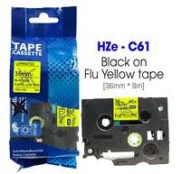 Nhãn In HZe-C61 (TZe-BC61, TZ2-C61), 36mm X 8m, Black On Flourescent Yellow, Dạ Quang