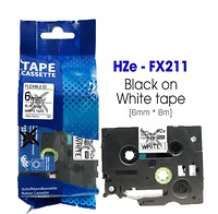 Nhãn In HZe-FX211 (TZe-FX211, TZ2-FX211), 6mm X 8m, Black On White