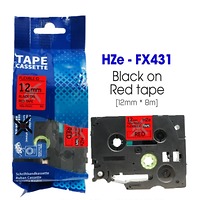 Nhãn In HZe-FX431 (TZe-FX431, TZ2-FX431), 12mm X 8m, Black On Red