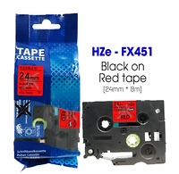 Nhãn In HZe-FX451 (TZe-FX451, TZ2-FX451), 24mm X 8m, Black On Red
