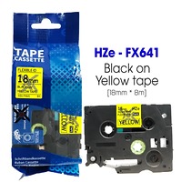Nhãn In HZe-FX641 (TZe-FX641, TZ2-FX641), 18mm X 8m, Black On Yellow