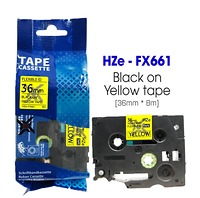 Nhãn In HZe-FX661 (TZe-FX661, TZ2-FX661), 36mm X 8m, Black On Yellow