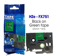 Nhãn In HZe-FX751 (TZe-FX751, TZ2-FX751), 24mm X 8m, Black On Green