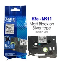 Nhãn In HZe-M911 (TZe-M911, TZ2-M911), 6mm X 8m, Black On Silver Matt