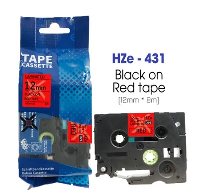 Nhãn In HZe-431 (TZe-431, TZ2-431), 12mm X 8m, Black On Red