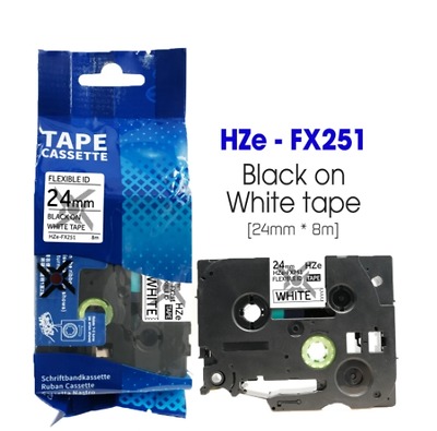 Nhãn In HZe-FX251 (TZe-FX251, TZ2-FX251), 24mm X 8m, Black On White