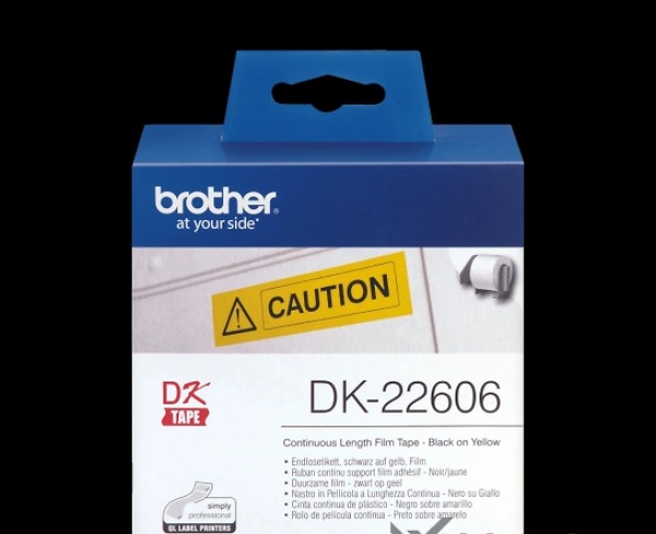 DK-22606, 62mm X 15.24m, Nhãn Liên Tục, Nhãn Film Màu Vàng